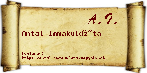 Antal Immakuláta névjegykártya